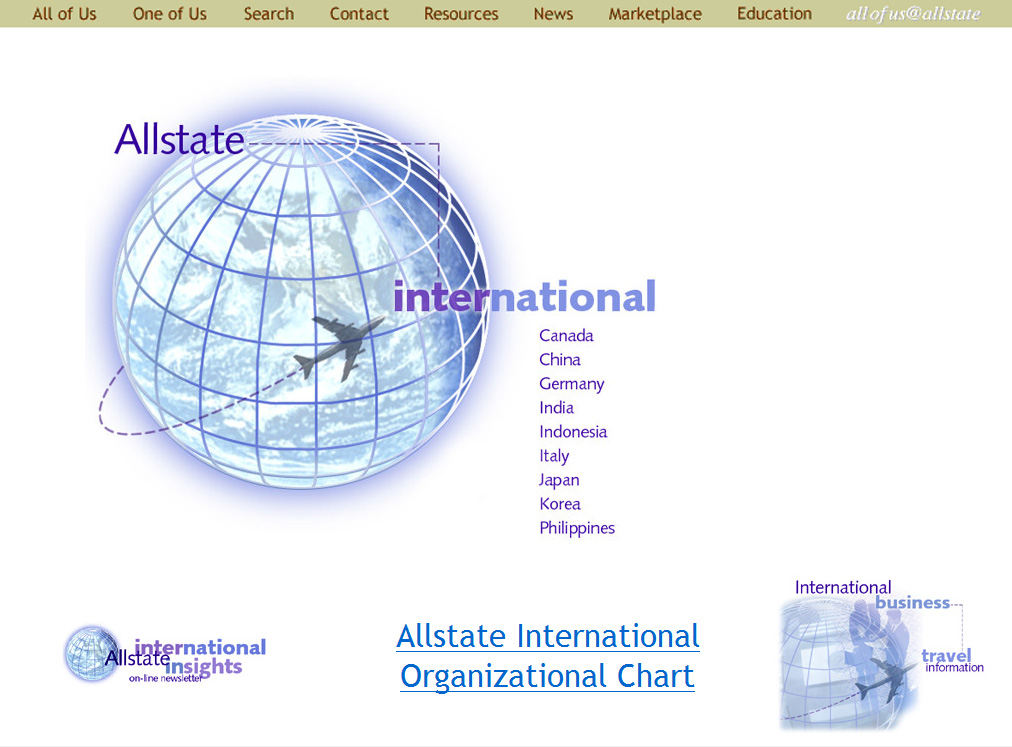 Allstate International Sales Intranet site home page